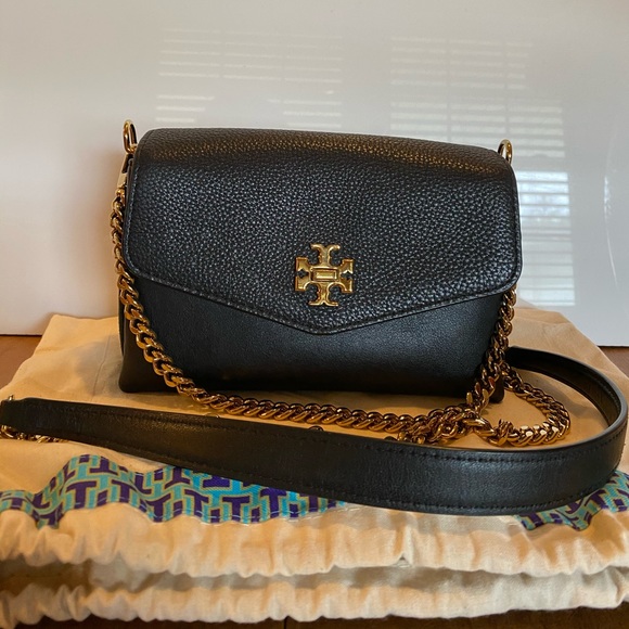 Tory Burch Handbags - Tory Burch crossbody with gold hardware and velvet inside. EUC. Dust Bag Include